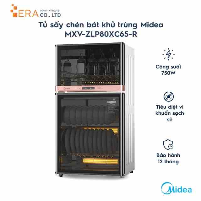 [Mã BMLTA35 giảm đến 35K đơn 99K] Tủ sấy chén bát khử trùng Midea MXV-ZLP80XC65-R