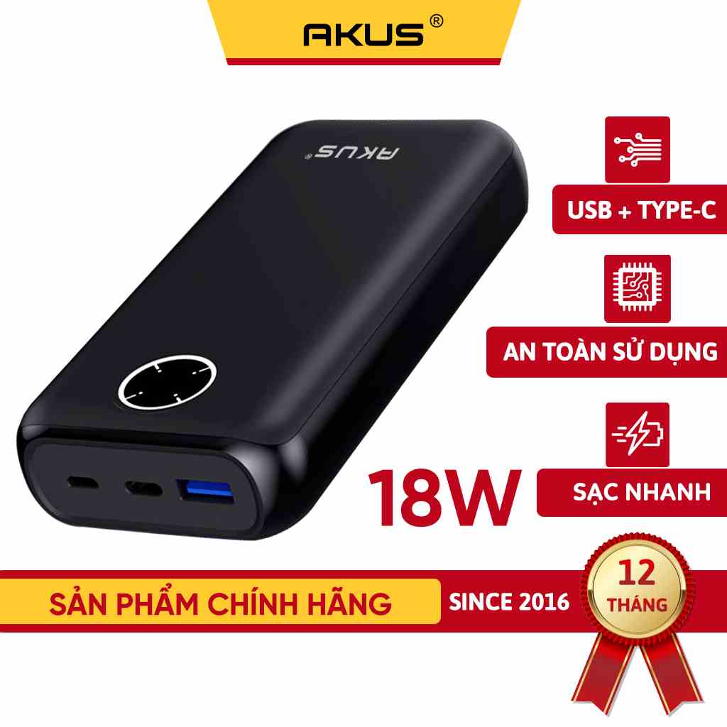 Sạc dự phòng Akus A22LUX 20000 mAh sạc Nhanh 20W