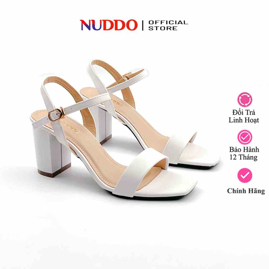 [Mã FA10K28 giảm đến 10k đơn 99k] Giày Sandal Nữ Cao Gót Đế Vuông 7 Phân, Guốc Quai Hậu 7cm Quai Ngang NUDDO _ N702