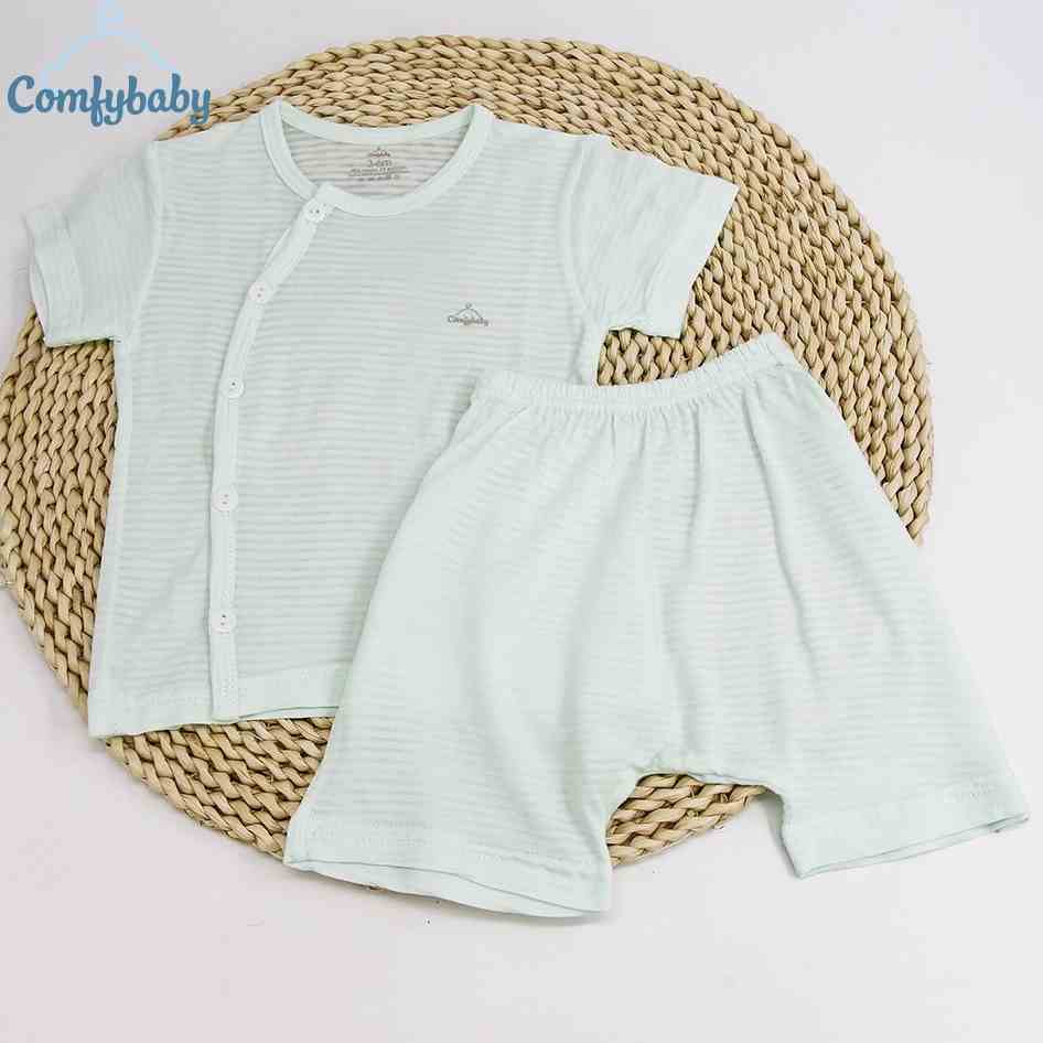 NEW - Bộ quần áo mùa hè cho bé 100% Cotton Lụa – Comfybaby Siêu nhẹ - thoáng mát QACF22042021 size 3-12 tháng