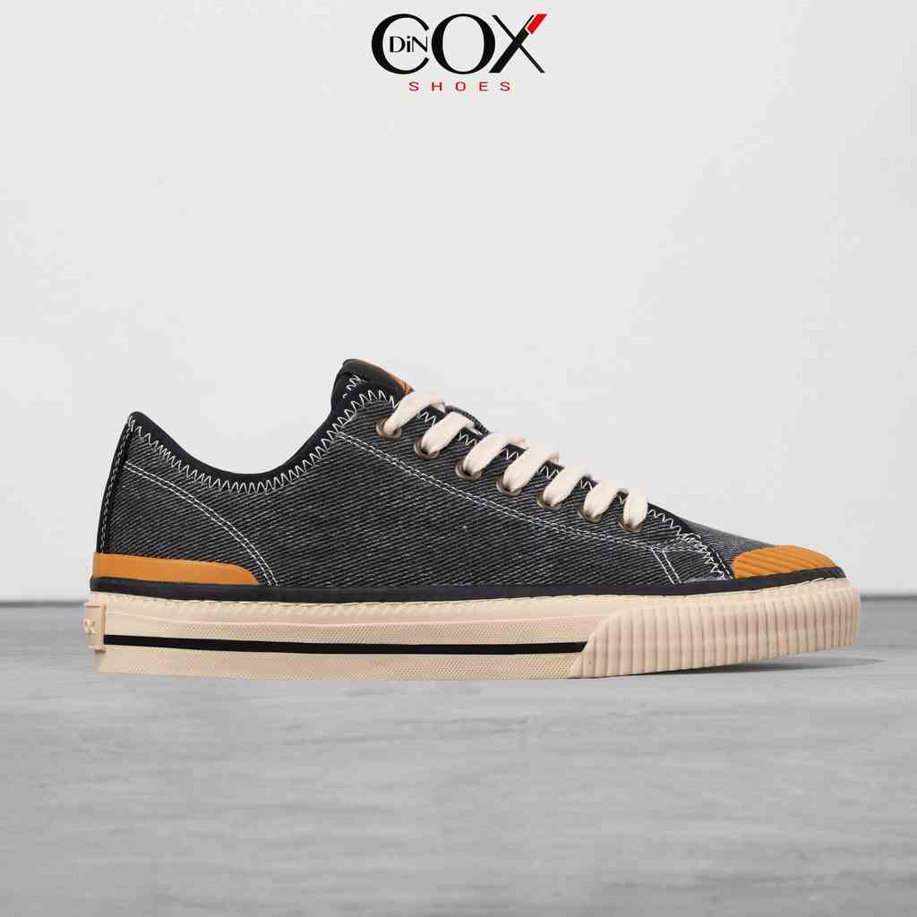 Giày Sneaker Vải Nam DINCOX D21 Ấn Tượng Black Wash Canvas Jean