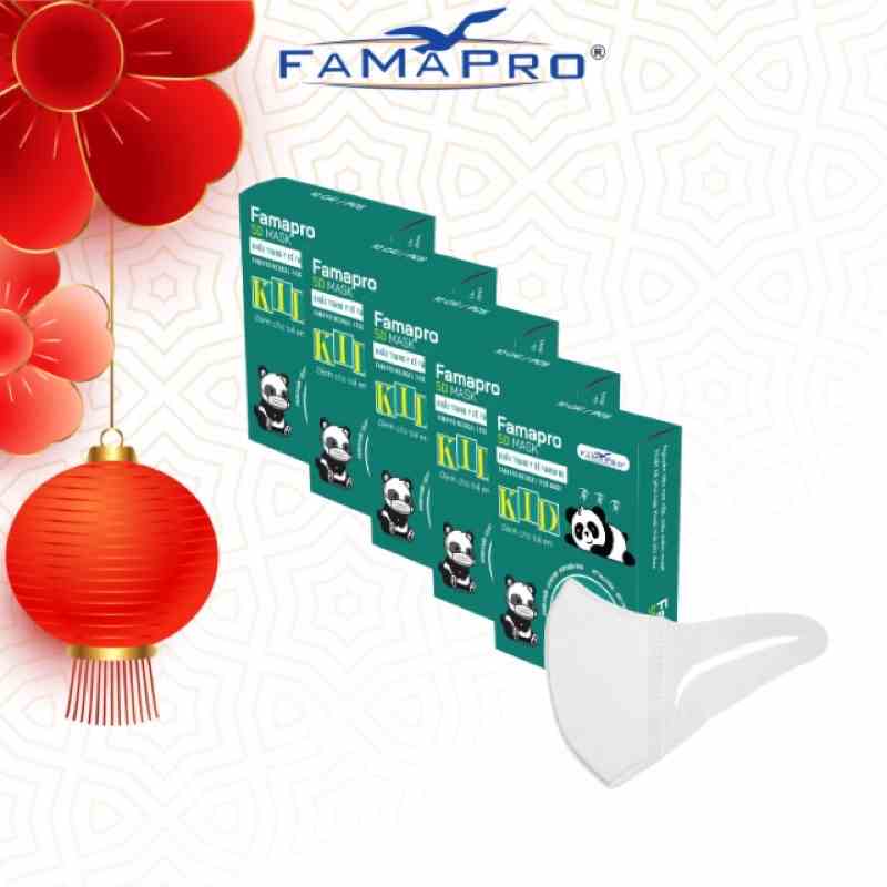 [COMBO 5] Khẩu trang y tế 3 lớp Famapro 5D BABY QUAI VẢI  HỘP 10 CÁI