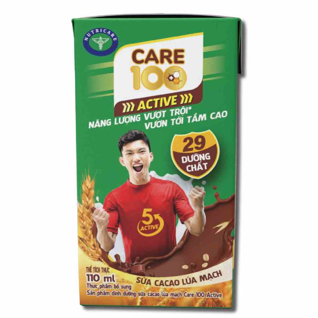 [Mã BMLTA35 giảm đến 35K đơn 99K] Thùng sữa Nutricare Care 100 Active cacao lúa mạch (110ml x 48 hộp)