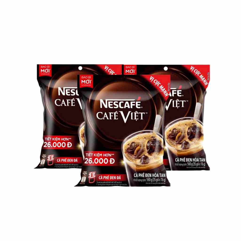 Combo 3 bịch Nescafé hòa tan cà phê Việt đen đá (35 gói x16g)