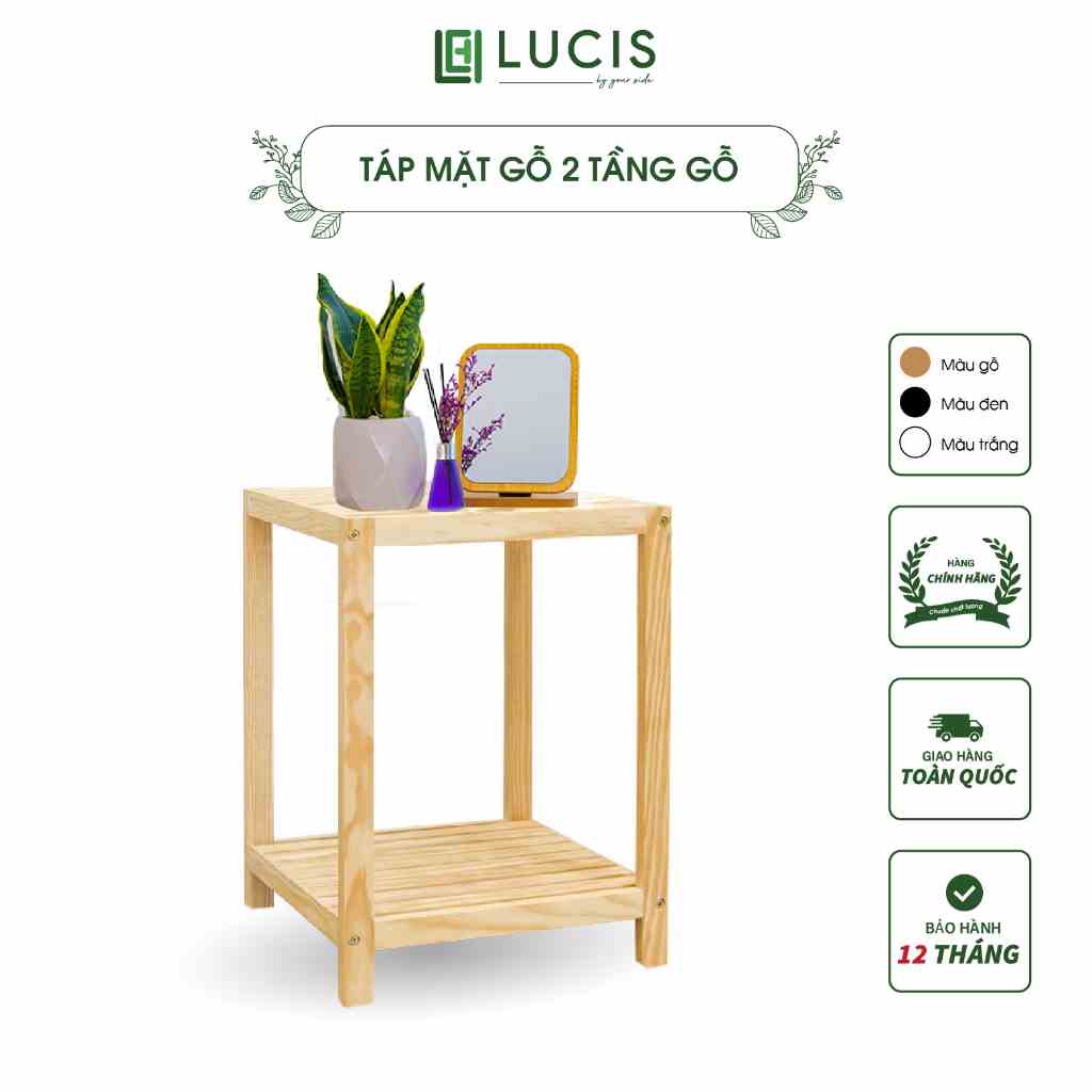 Tab đầu giường gỗ thông 2 tầng LUCIS nội thất Hàn Quốc