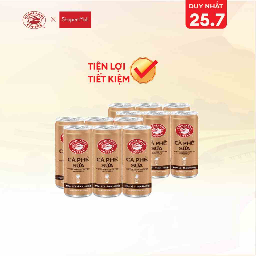 Combo 2 lốc Cà Phê Sữa Đá Highlands Coffee 235ml/lon (6 lon/lốc)