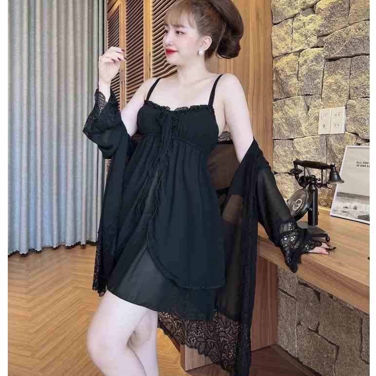 [Mã BMLT30 giảm đến 30K đơn 299K] Váy Ngủ Nữ SOJUN Vải Lụa Chiffon size 45 -65kg