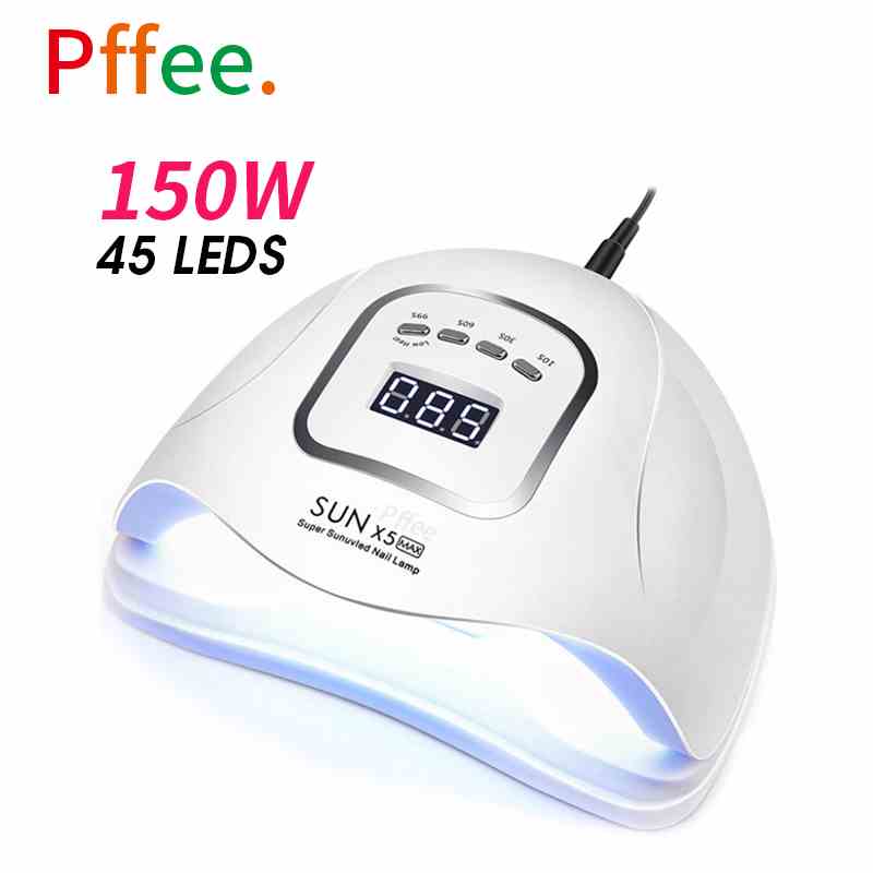 Máy sấy khô sơn móng tay pffee SUNX5 Max bằng đèn LED UV 80W 150W hẹn giờ 10/30/60/99 giây cảm biến tự động