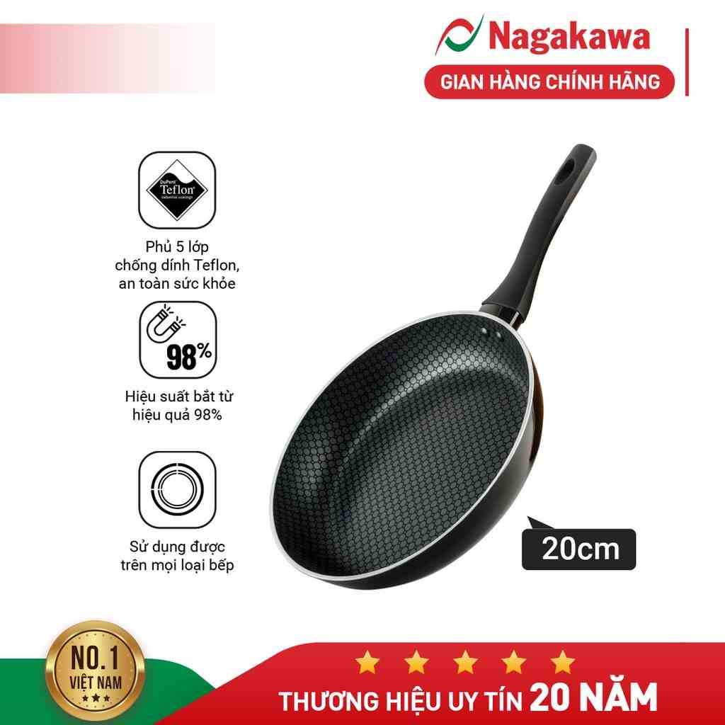 [Mã ELBAU10 giảm 10% đơn 500K] Chảo chống dính đáy từ Nagakawa NAG2001 (20cm)