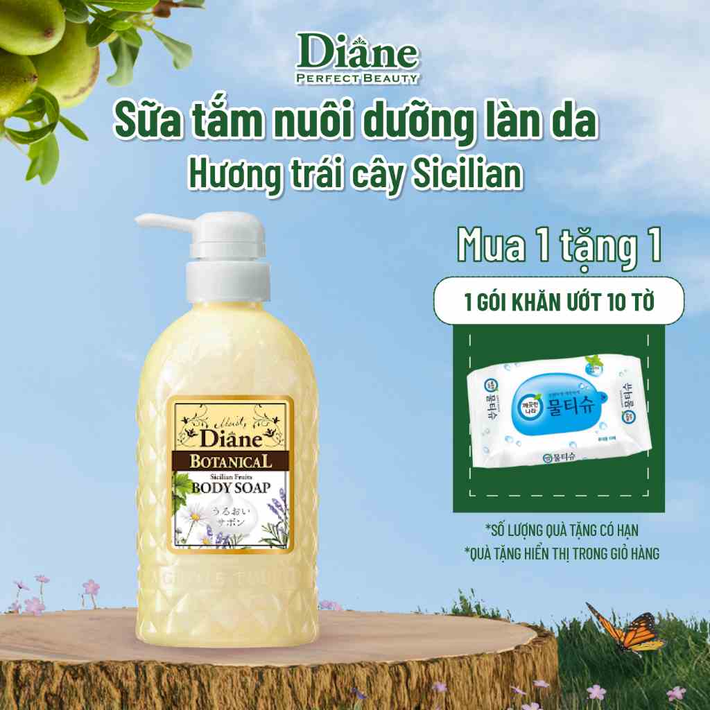 [Mã BMLTB35 giảm đến 35K đơn 99K] Sữa tắm tự nhiên cấp ẩm cho da nhạy cảm Moist Diane - 500 ml/ chai