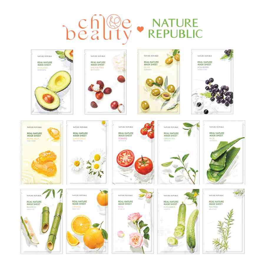 [Mã BMLTA35 giảm đến 35K đơn 99K] Combo 10 mặt nạ giấy dưỡng da NATURE REPUBLIC Real Nature Mask Sheet 23ml/1 mask