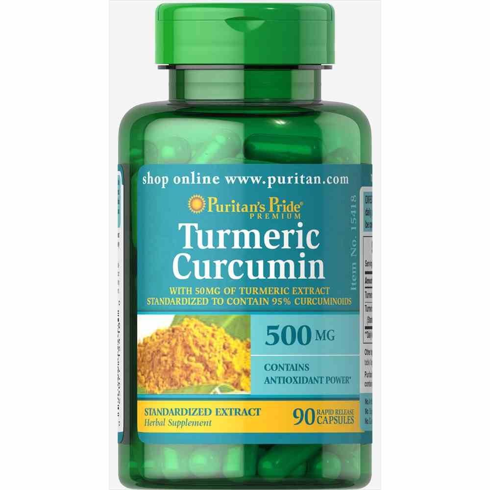 [Mã BMLTA35 giảm đến 35K đơn 99K] Viên uống tinh chất nghệ làm đẹp da Puritans Pride Turmeric curcumin 500mg 90v