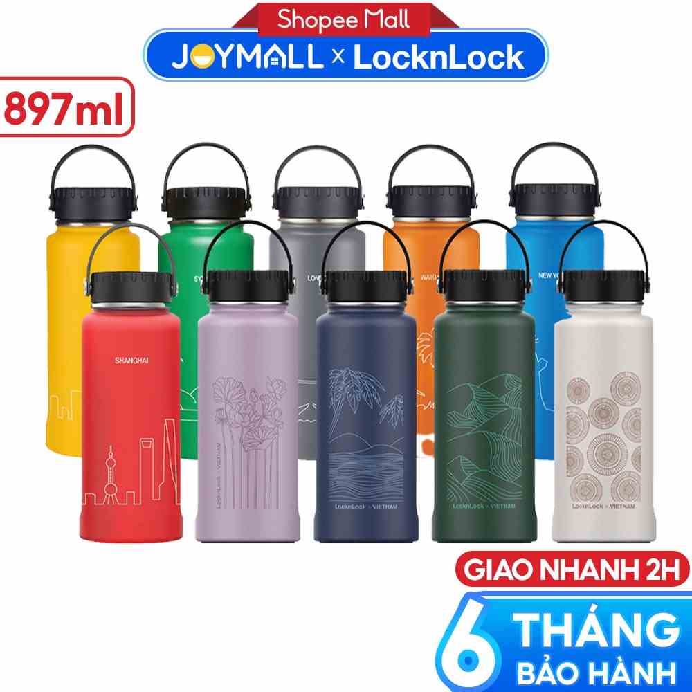 Bình giữ nhiệt Lock&Lock 897ml Riga Tumbler LHC4160 - Hàng chính hãng có khay lưới lọc trà inox và quai xách - JoyMall