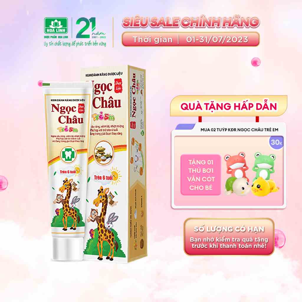 Kem đánh răng dược liệu Ngọc Châu trẻ em trên 6 tuổi 70g