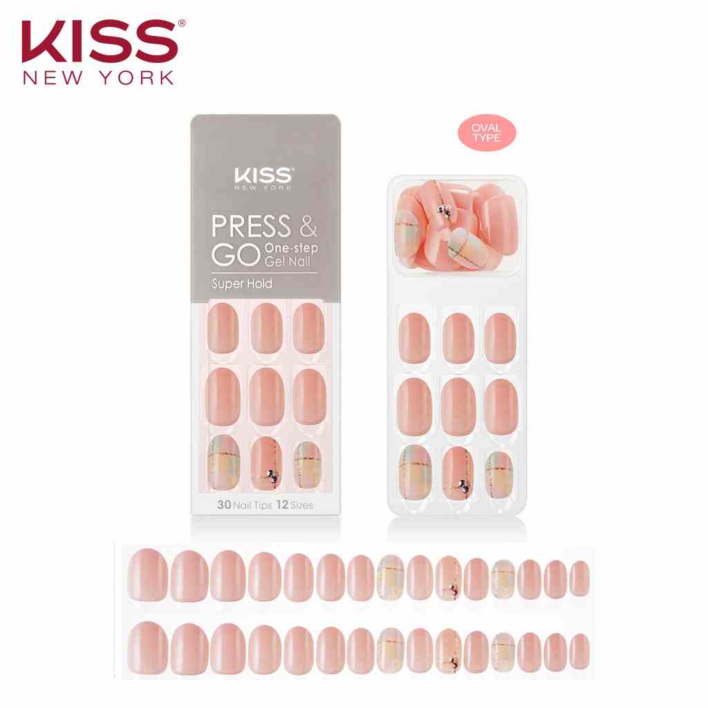 Bộ 30 Móng Tay Gel Tự Dán Press & Go Kiss New York Nail Box - Cotton candy spring (KPN09K)