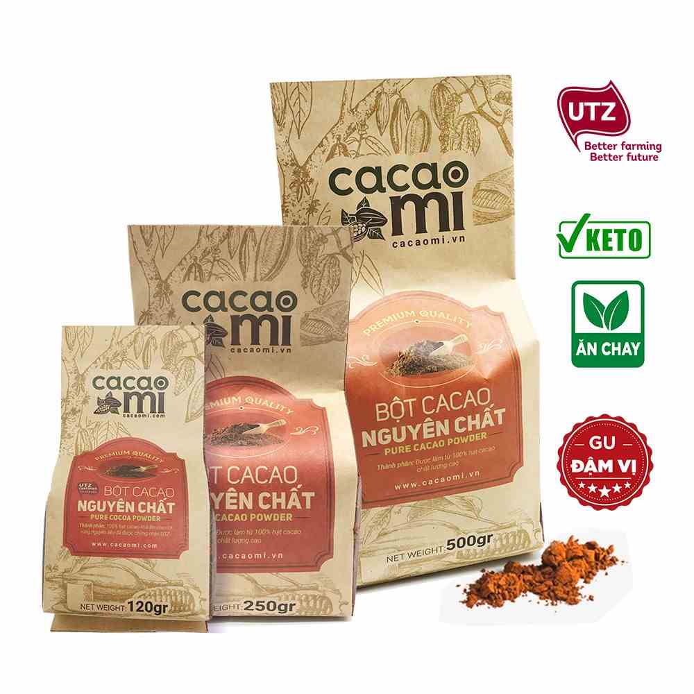 Bột cacao nguyên chất không đường - Pha chế thức uống socola trà sữa đậm vị ca cao - CACAOMI Premium chuẩn xuất khẩu