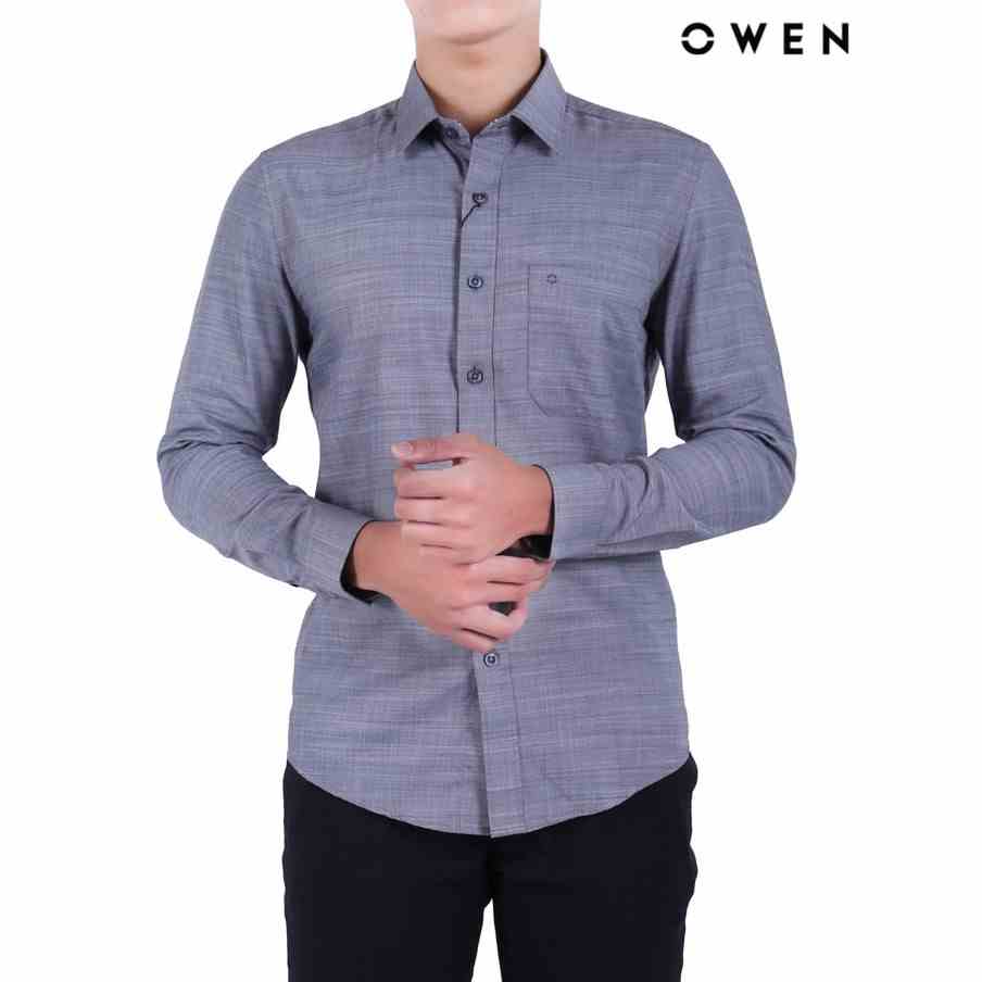 Áo sơ mi dài tay Owen Bamboo Slimfit có túi màu xám - AS20696DT