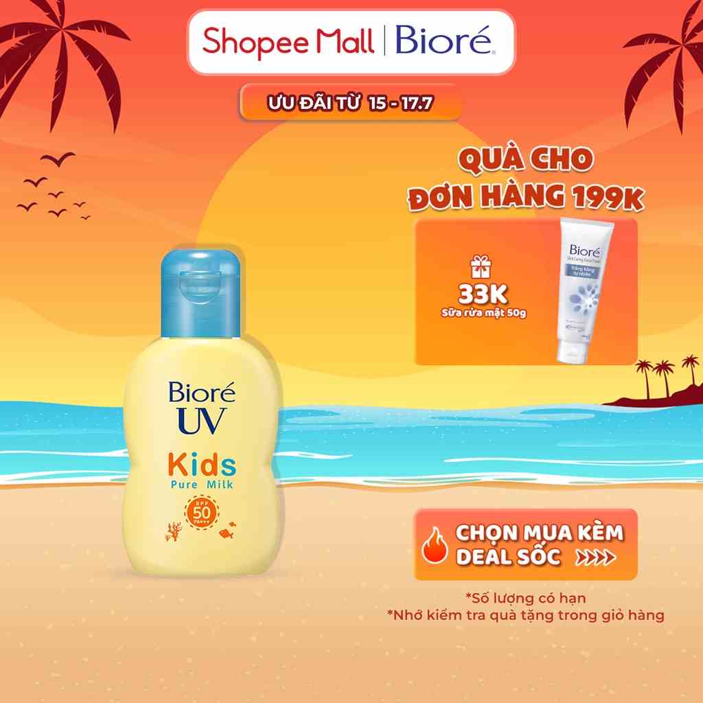 Sữa chống nắng dịu nhẹ cho trẻ em Biore SPF50+/PA+++ 70ml