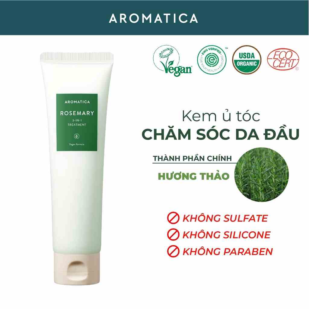 [Hàng Chính Hãng] Kem Ủ Tóc Giảm Gàu Nấm Kích Thích Mọc Tóc Chiết Xuất Hương Thảo Aromatica Scalp 3-in-1 Treatment 160g