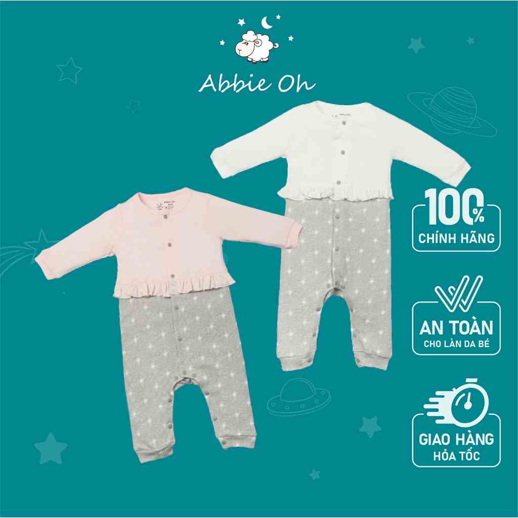 Bộ quần áo Bodysuit cotton dài tay ABBIEOH phối bèo nhún chấm bi cho bé gái 0-12 tháng B090 AW19