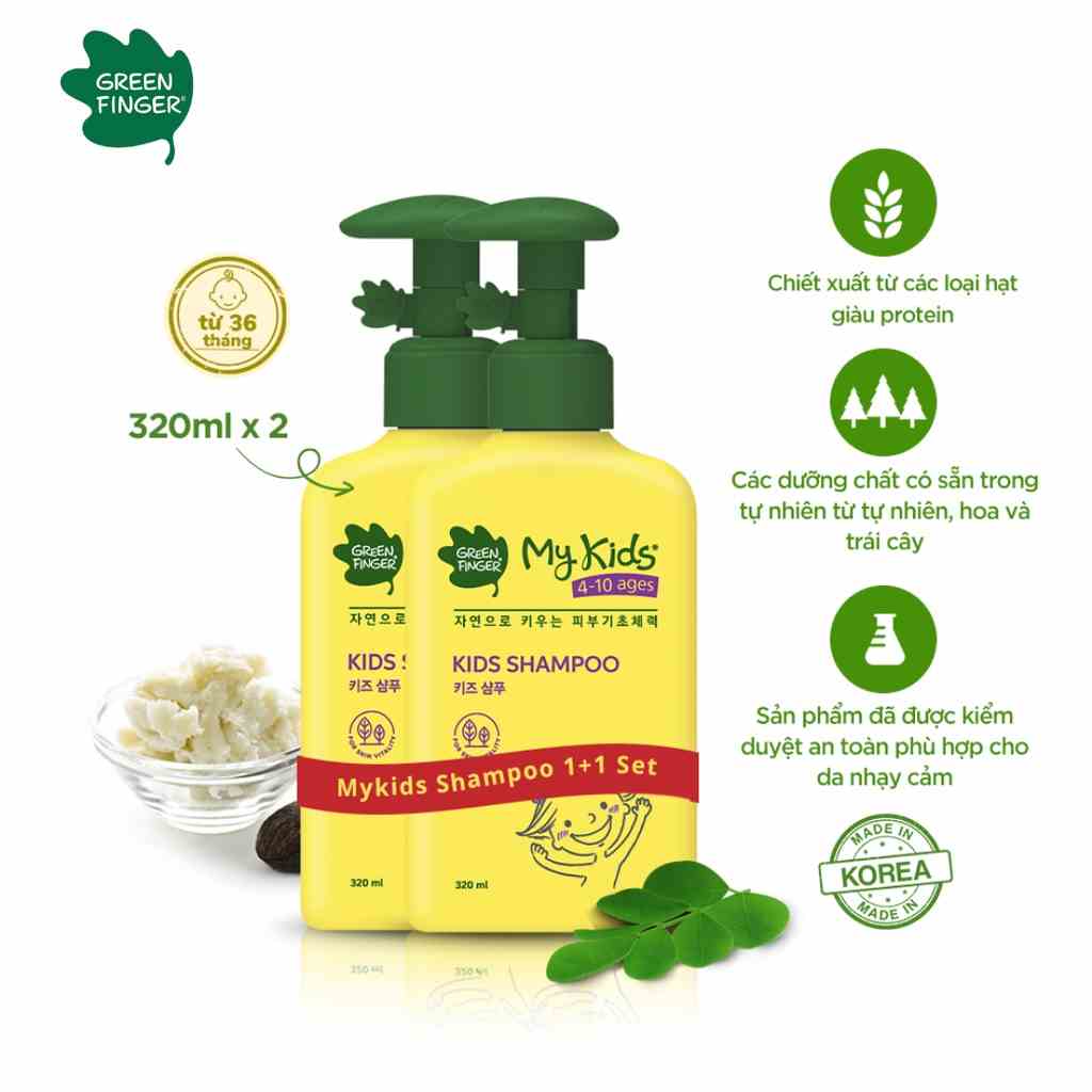 [Mã BMLTB200 giảm đến 100K đơn 499K] Combo 2 chai Dầu Gội Dưỡng Tóc Cho Trẻ em GREENFINGER MY KIDS SHAMPOO 320ml