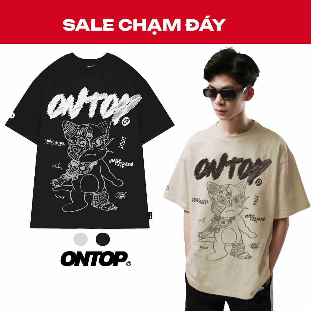 Áo thun local brand chính hãng form rộng nam nữ ONTOP Tee Top Robo O19-T10