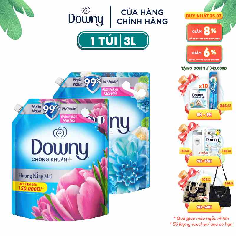 Nước Xả Vải Downy Nhiều Mùi Hương Túi 3L