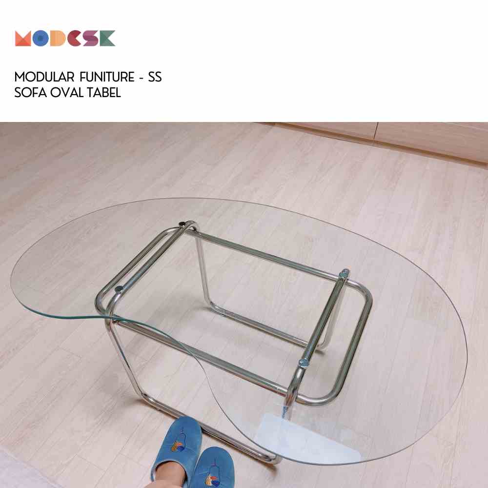 Bàn Sofa - trà hình Oval MODESK SS Sofa Oval Tabel khung inox 304 - kính cường lực [phòng khách - quán cafe]