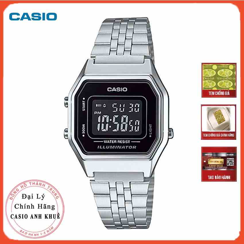 Đồng hồ điện tử nữ Casio Vintage LA680WA-1BDF dây kim loại