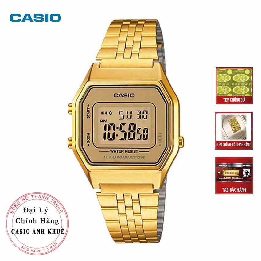 Đồng hồ điện tử nữ Casio Vintage LA680WGA-9DF dây kim loại