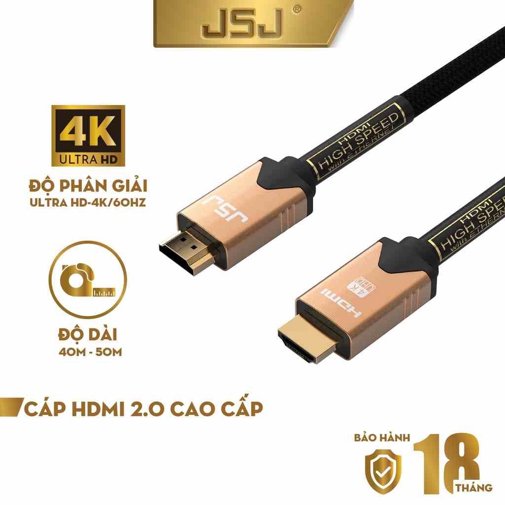 Dây cáp HDMI JSJ H413 dây tròn kết nối TV laptop máy chiếu cho hình ảnh sắc nét chất lượng cao hỗ trợ 4K 3D