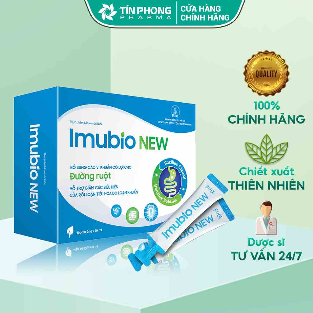 Men Vi Sinh Imubio New TÍN PHONG Bổ Sung Vi Khuẩn Có Lợi Cho Đường Ruột, Hỗ Trợ Giảm Rối Loạn Tiêu Hóa Hộp 20 Ống TTP019