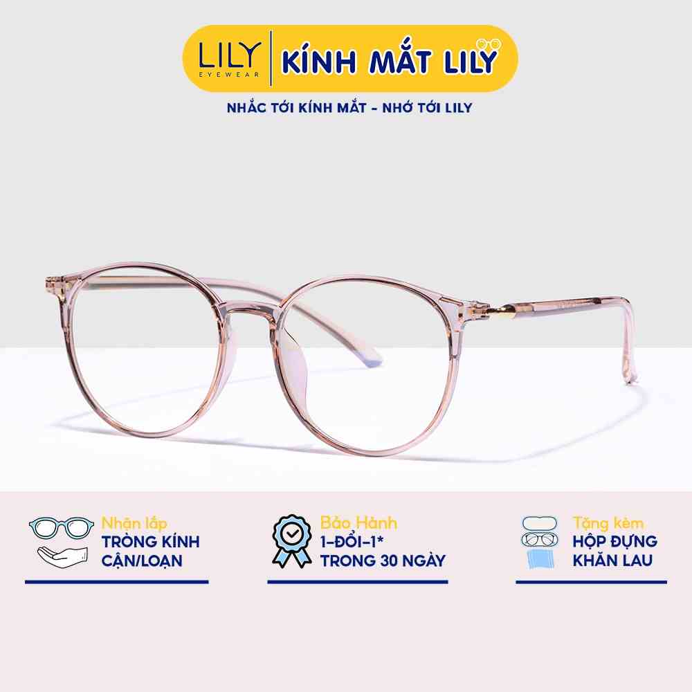 Gọng kính mắt tròn nam nữ Lilyeyewear chất liệu nhựa dẻo thanh mảnh nhẹ nhàng 52313