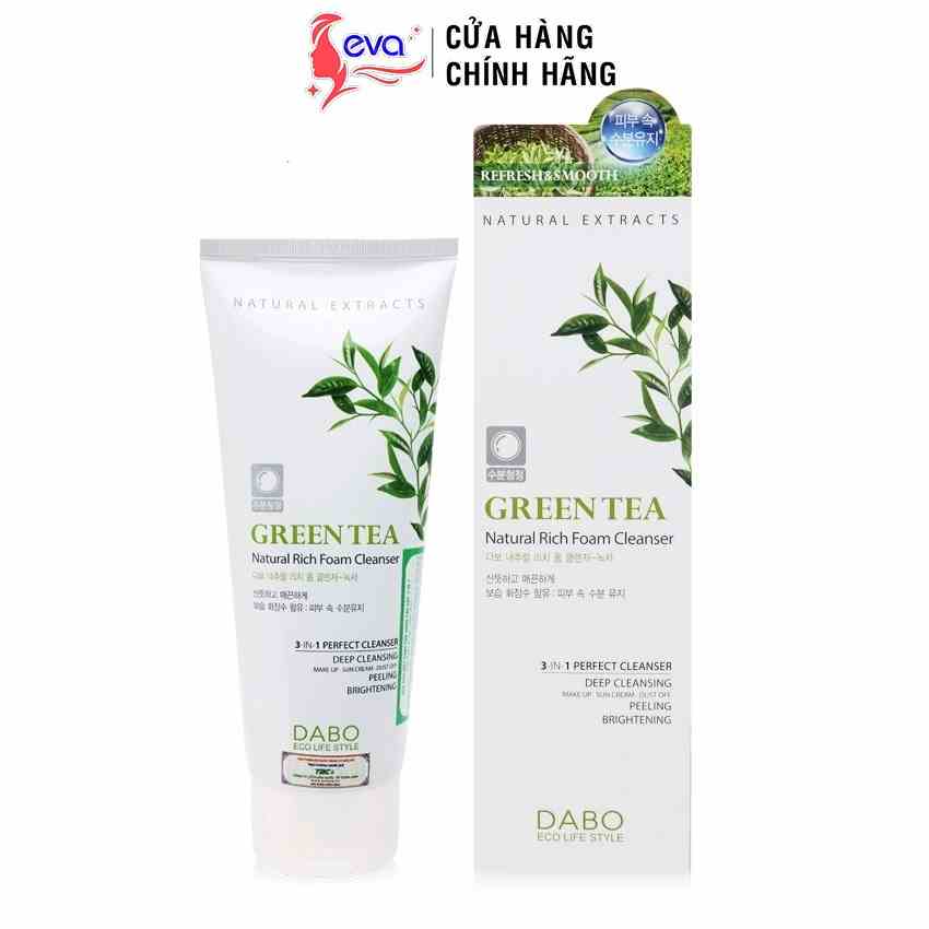 [Mã ICBFRI15 giảm 10% đơn 0đ] Sữa rửa mặt Trà Xanh 3in1 Dabo Green Tea Natural Rich 180ml