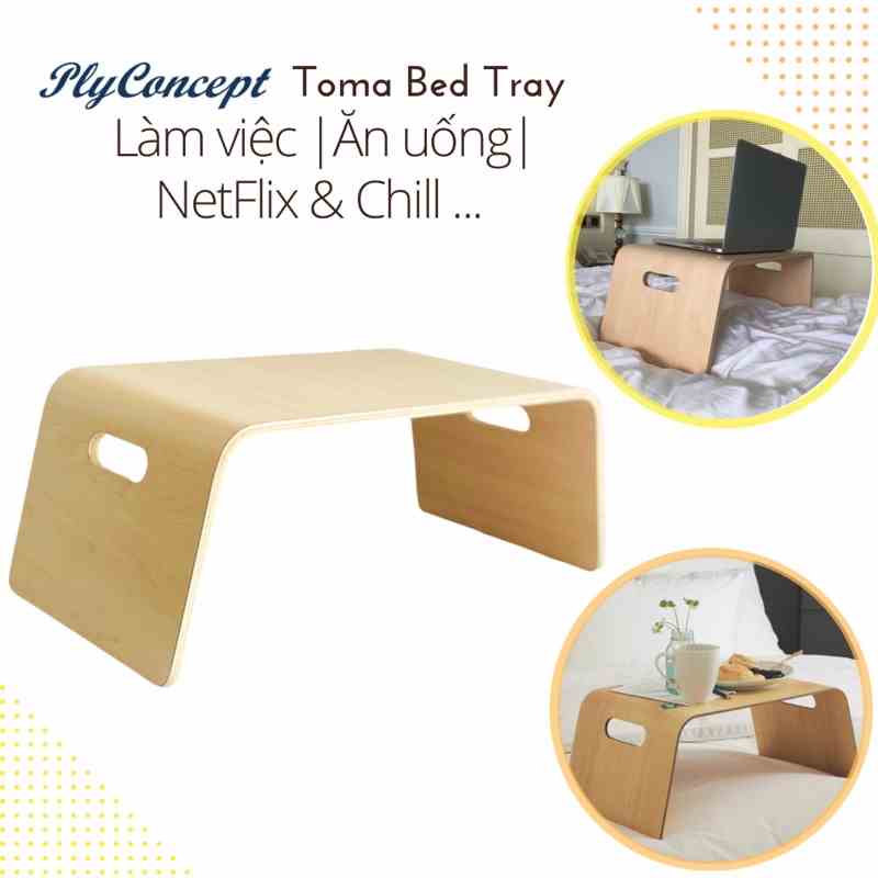 [Mã BMLTA35 giảm đến 35K đơn 99K] Bàn đa năng gỗ uốn cong PlyConcept ToMa Bed Tray - Laminate