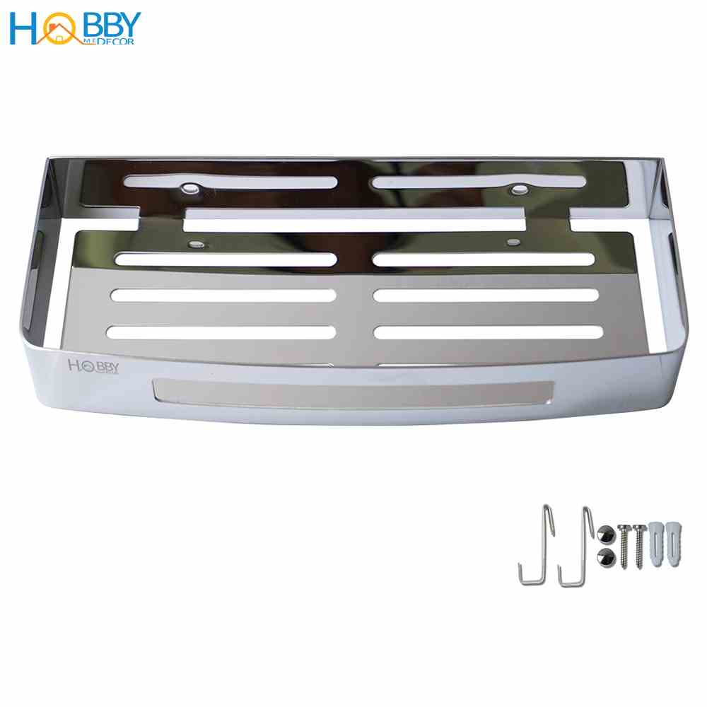 Kệ chữ nhật để đồ phòng tắm khoan tường inox 304 Hobby Home Decor KCN2 mẫu dày không rỉ sét