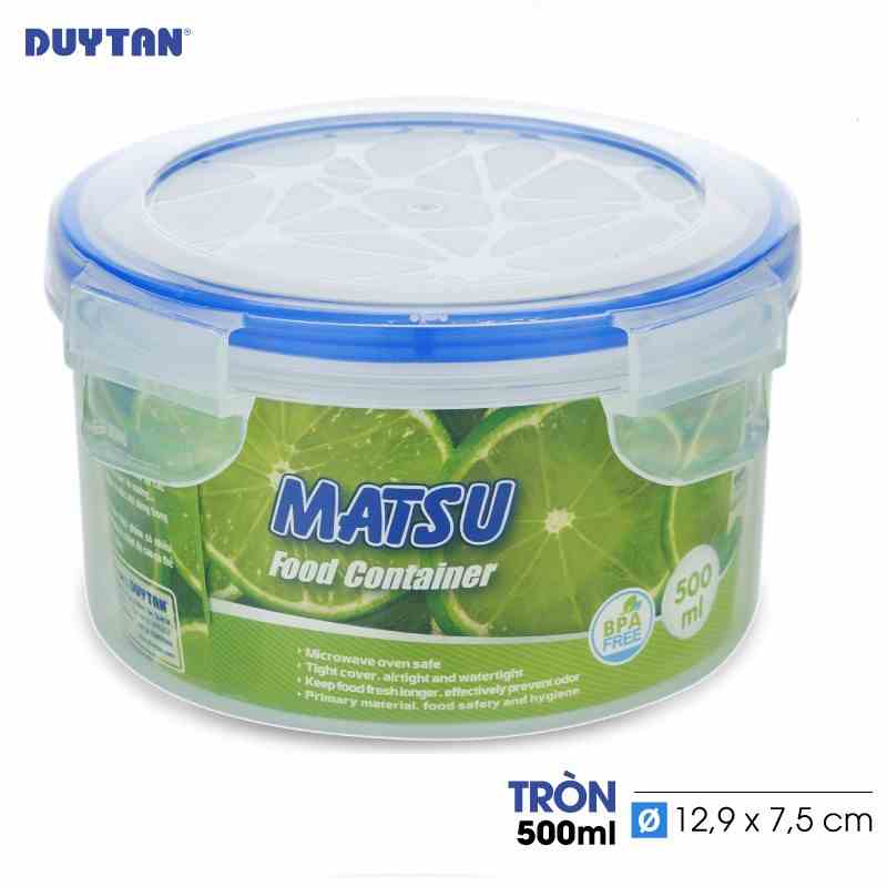 [Mã BMLTA35 giảm đến 35K đơn 99K] Hộp đựng thực phẩm tròn nhựa DUY TÂN Matsu 500ml (12.9 x 12.9 x 7.5 cm) - 03406