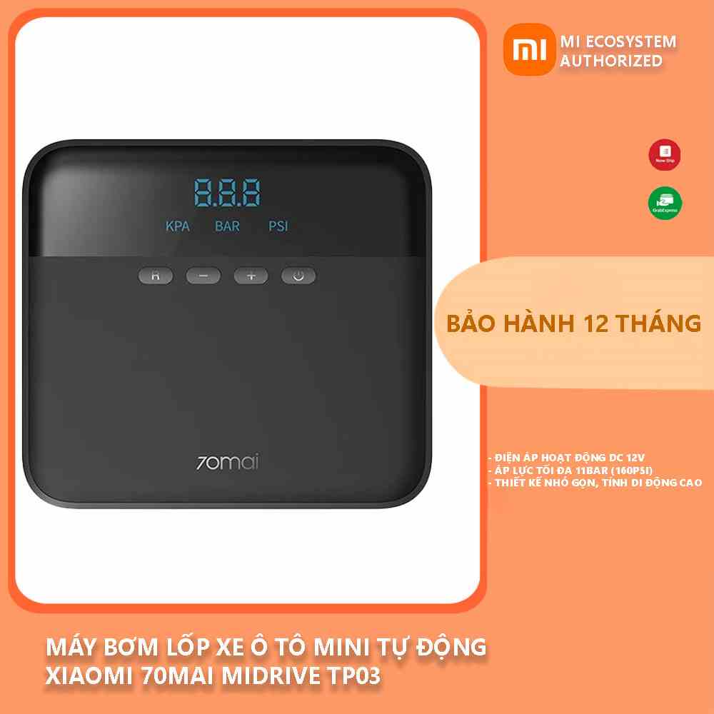 Máy bơm lốp xe ô tô mini tự động Xiaomi 70mai Midrive TP03 - Bảo hành 12 tháng - Shop Điện Máy Center