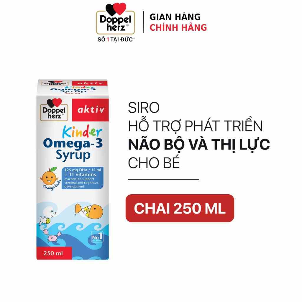 [TPCN Nhập Khẩu] Siro hỗ trợ phát triển não bộ và thị lực cho bé Doppelherz Aktiv Kinder Omega-3 Syrup (Chai 250ml)