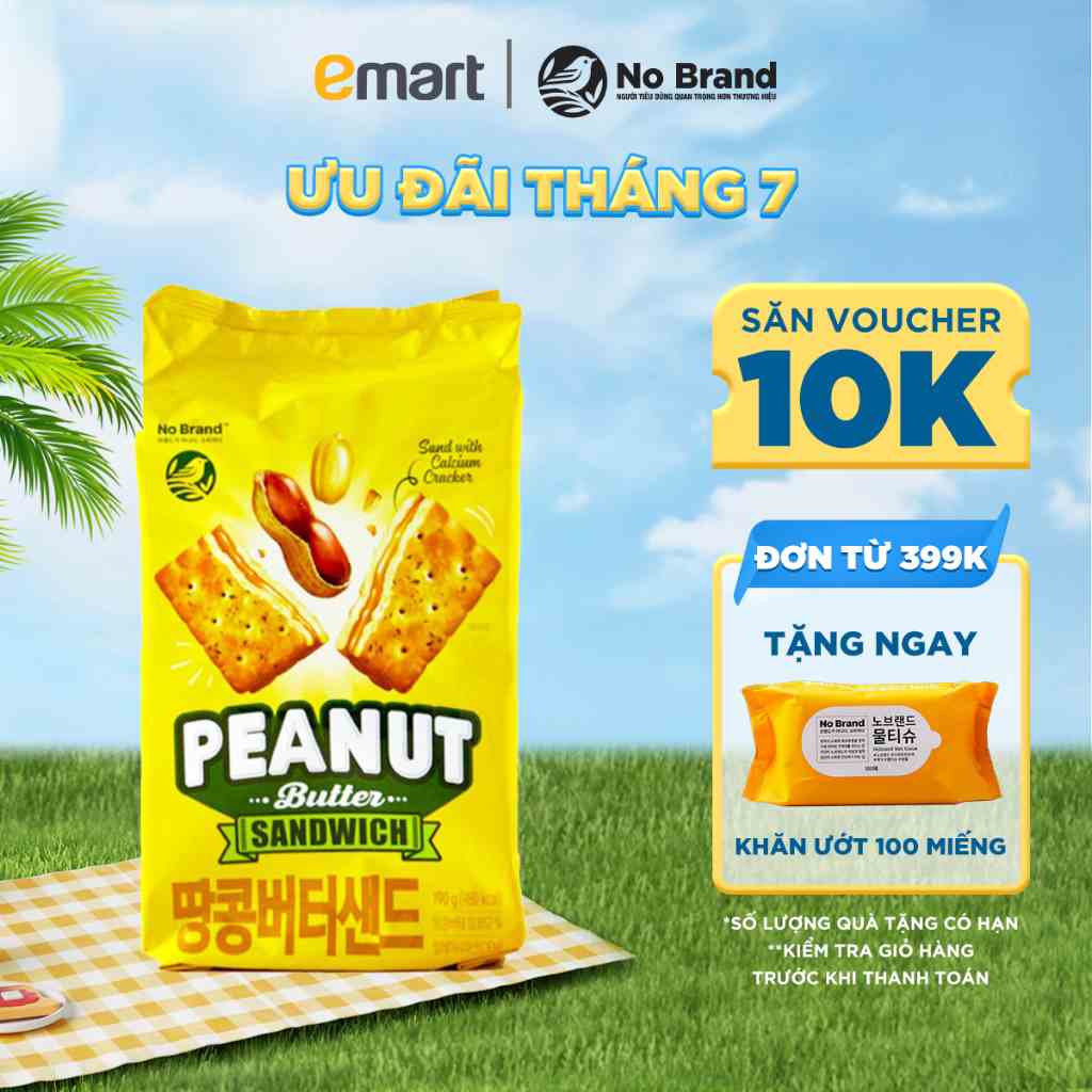 Bánh Quy Kẹp Bơ Đậu Phộng No Brand Túi 190g - Emart VN