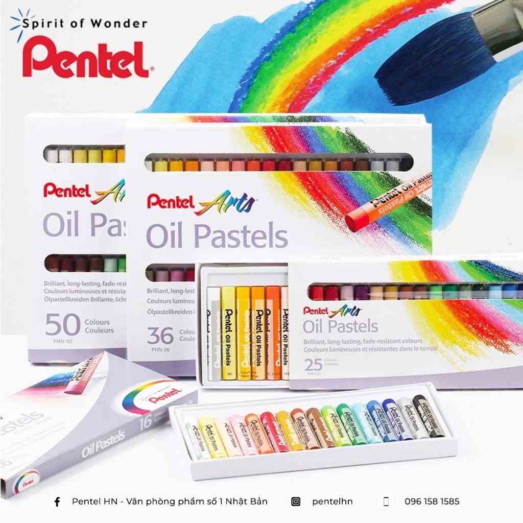 Sáp Màu Dầu Nhật Bản Pentel Oil Pastel PHN Bộ 12/16/25/36/50 Màu | Màu Sắc Tươi Sáng | An Toàn Không Độc Hại | Phấn Dầu|