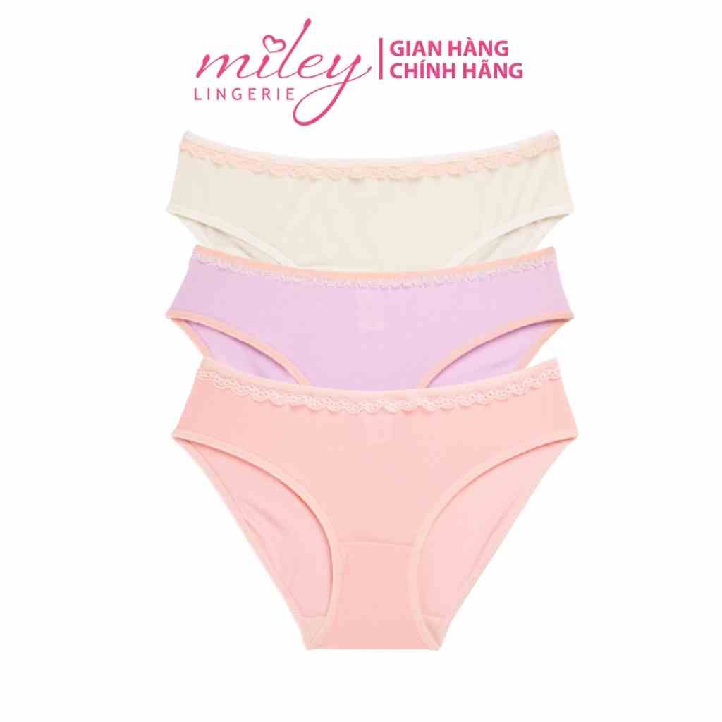 [Mã BMLTA35 giảm đến 35K đơn 99K] Combo 3 Quần Lót Nữ Thun Lạnh Trơn viền ren Miley Lingerie BMS00