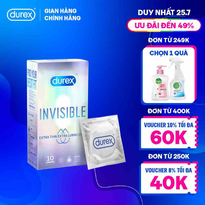 Bao cao su Durex Extra Thin Extra Lubricated 10 bao