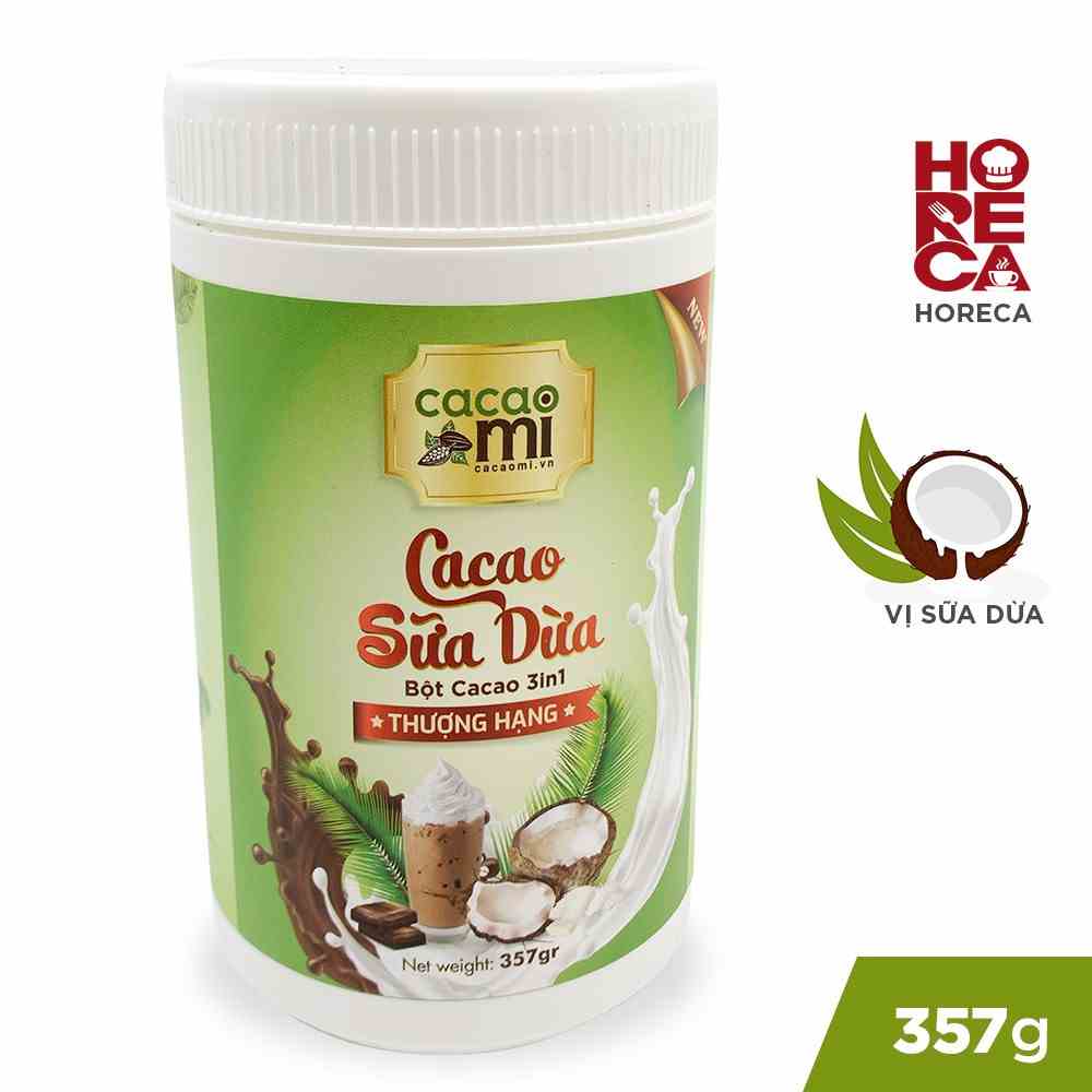 Bột ca cao sữa dừa CacaoMi - Chuyên pha chế trà sữa, milo dầm, thức uống sô cô la cacao thơm ngon tiện lợi hộp 357g