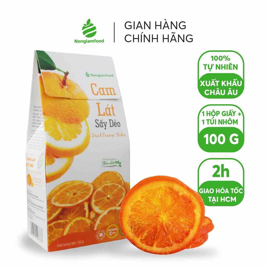 Cam úc sấy dẻo Nonglamfood  hộp 100g  | Healthy Snack | Ăn vặt văn phòng | Ăn vặt tốt cho sức khỏe | Trái cây sấy dẻo