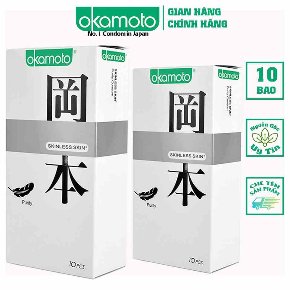 [Mã BMLT35 giảm đến 35K đơn 99K] [ Combo 2 hộp ] Bao Cao Su Okamoto Skinless Skin Purity Không Mùi Tinh Khiết Hộp 10 Cái