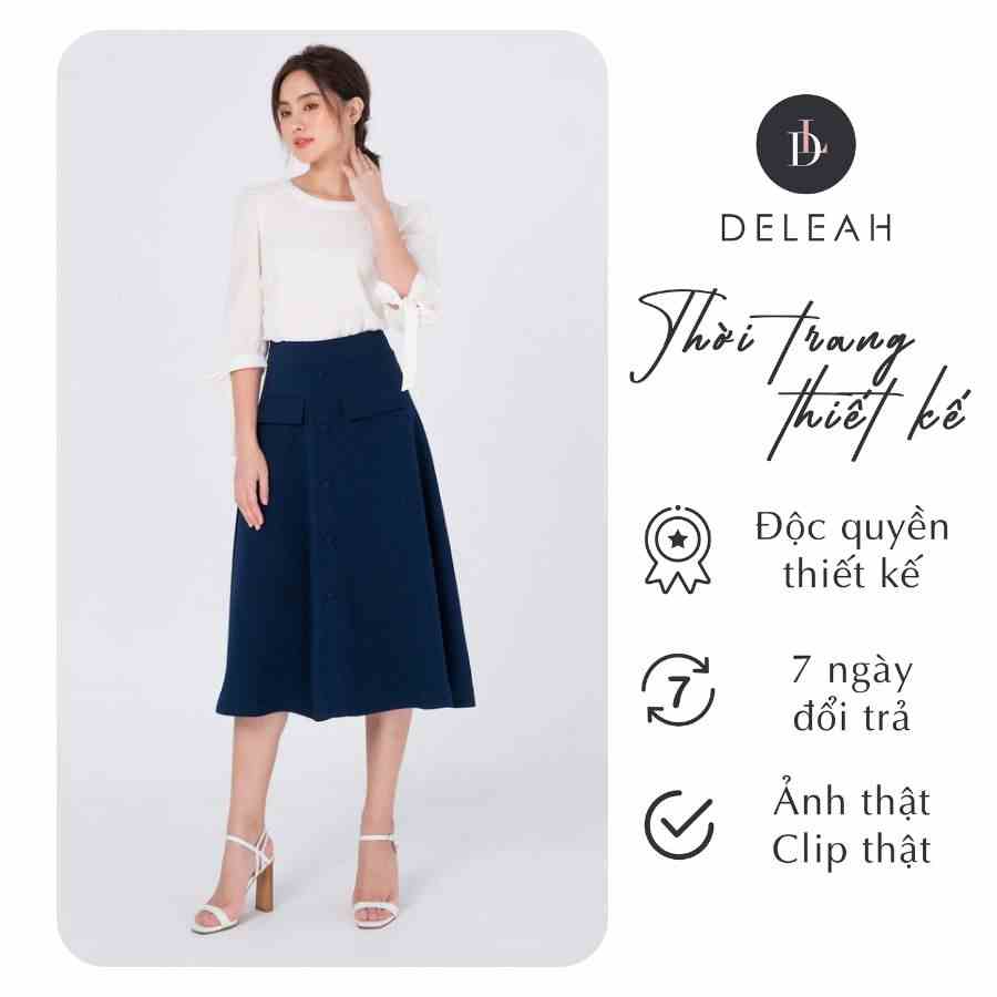 De Leah - Chân Váy Xoè Midi Nẹp Trước - Thời Trang Thiết Kế