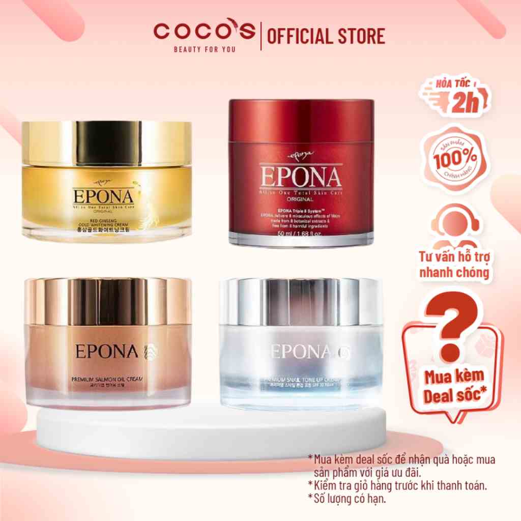 Kem dưỡng trắng mờ nếp nhăn Epona All In One Total Skin Care 50ml