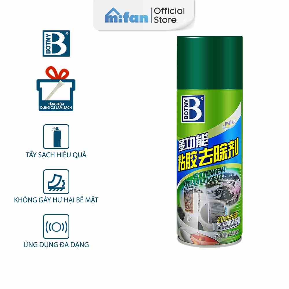 Bình Xịt Tẩy Keo Băng Dính BOTNY Sticker Remover - Làm sạch vết băng dính keo dán mọi bề mặt - MIFAN HÀNG CHÍNH HÃNG