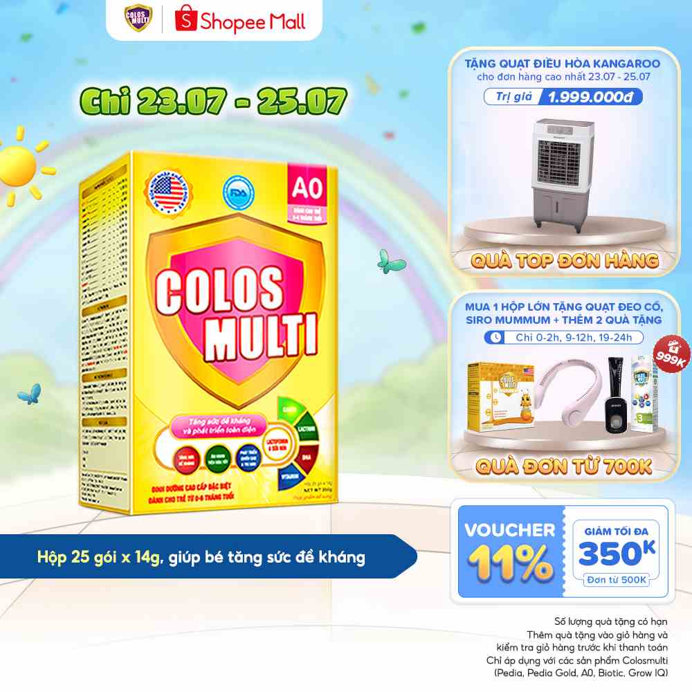 Sữa bột Colosmulti A0 hộp 25 gói x 14g hỗ trợ tăng cường sức đề kháng cho trẻ